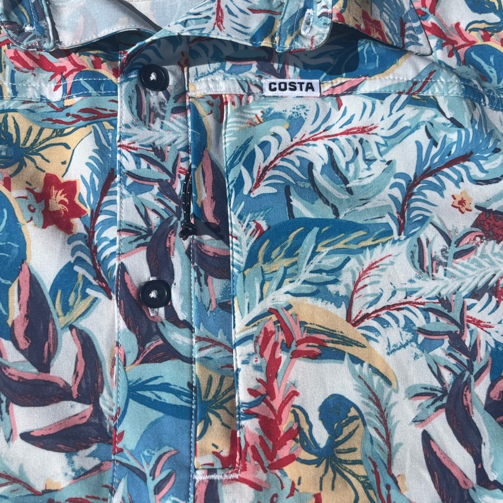 Costa Del Mar men’s tropical print short sleeve button up hybrid shirt size S - Picture 3 of 7
